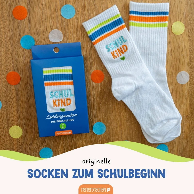 Schulanfang Socken - blau - Endlich bin ich ein Schulkind