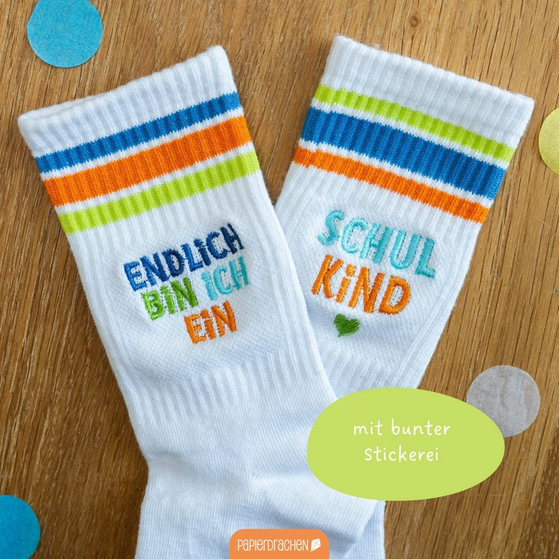 Schulanfang Socken - blau - Endlich bin ich ein Schulkind