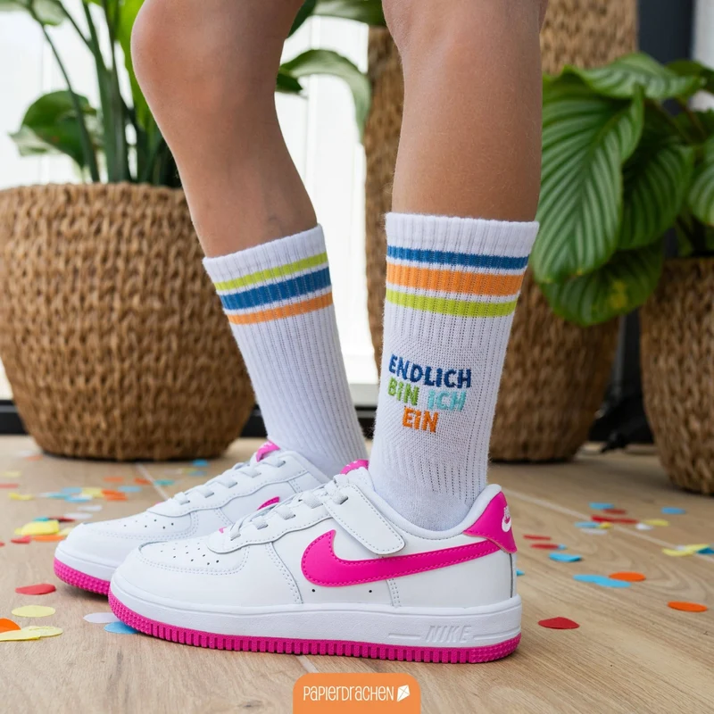 Schulanfang Socken - blau - Endlich bin ich ein Schulkind