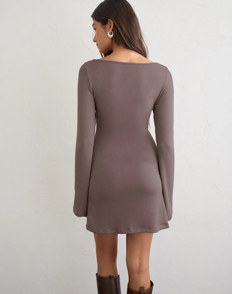 Sukha Minikleid aus dick geripptem „Coffee Quartz“