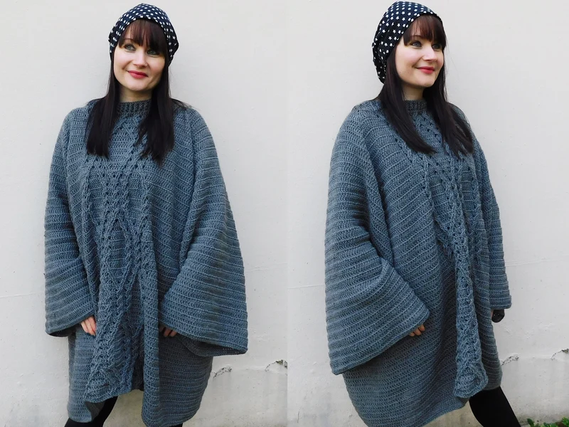 Poncho VERSCHLUNGEN Häkelanleitung