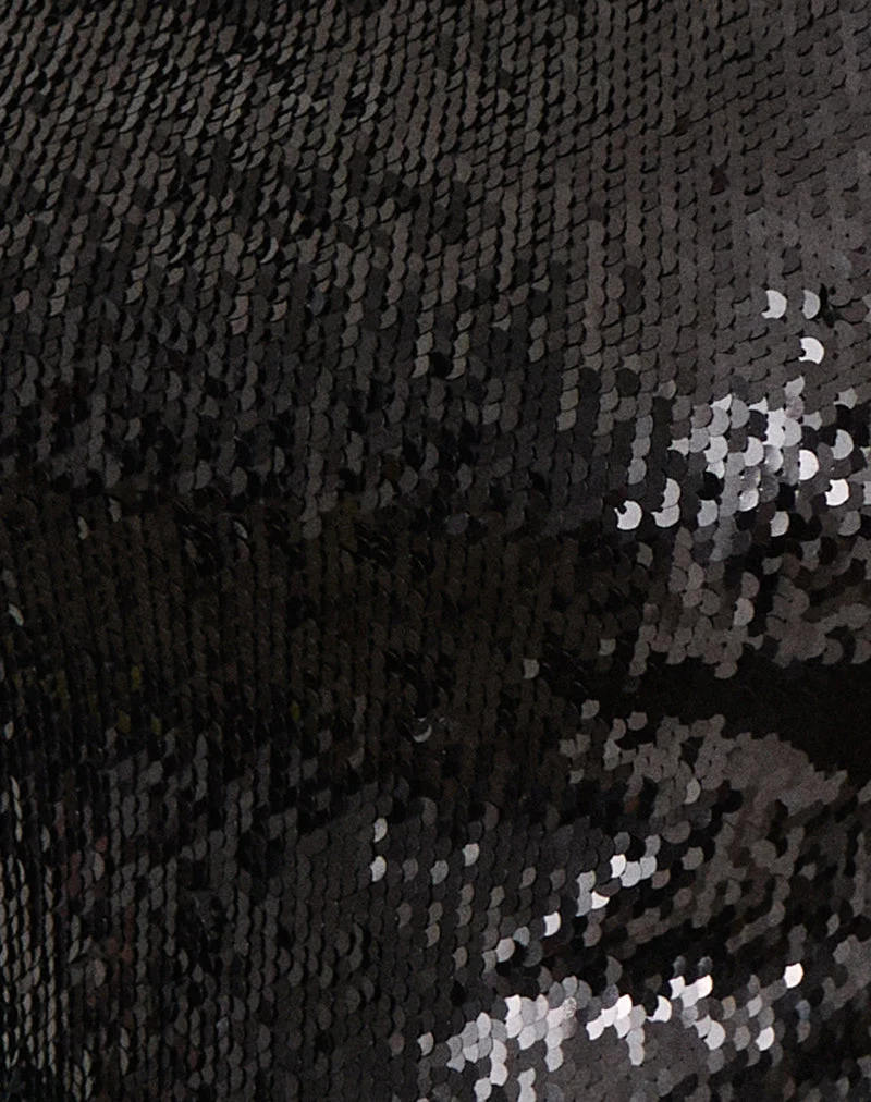 Asymmetrisches Riemchen-Top „Annie“ in Schwarz mit Pailletten