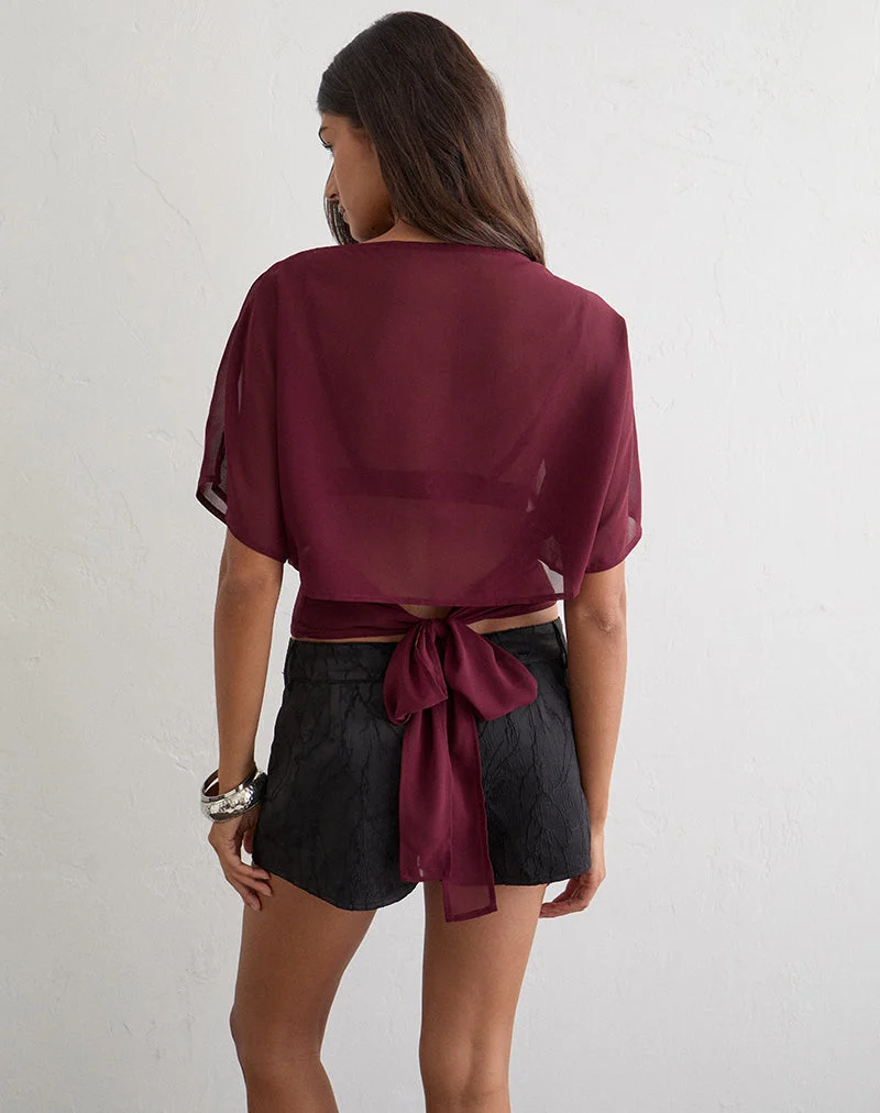 Wahita-Oberteil aus Chiffon in Burgunderrot