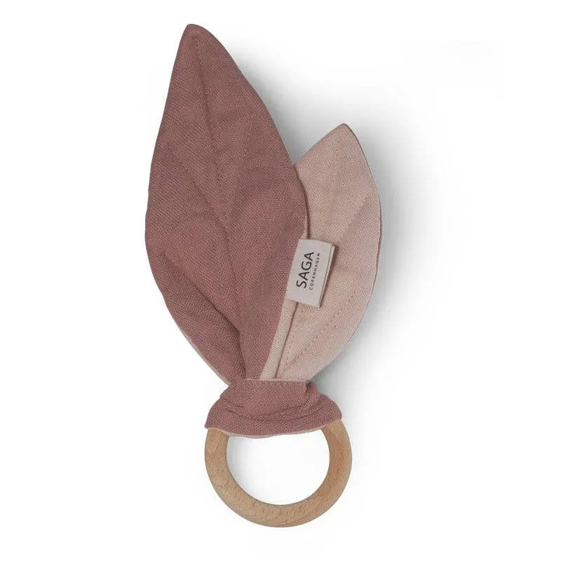 Baby-Sensorikspielzeug - Beißring aus Bio-Baumwolle - Rose