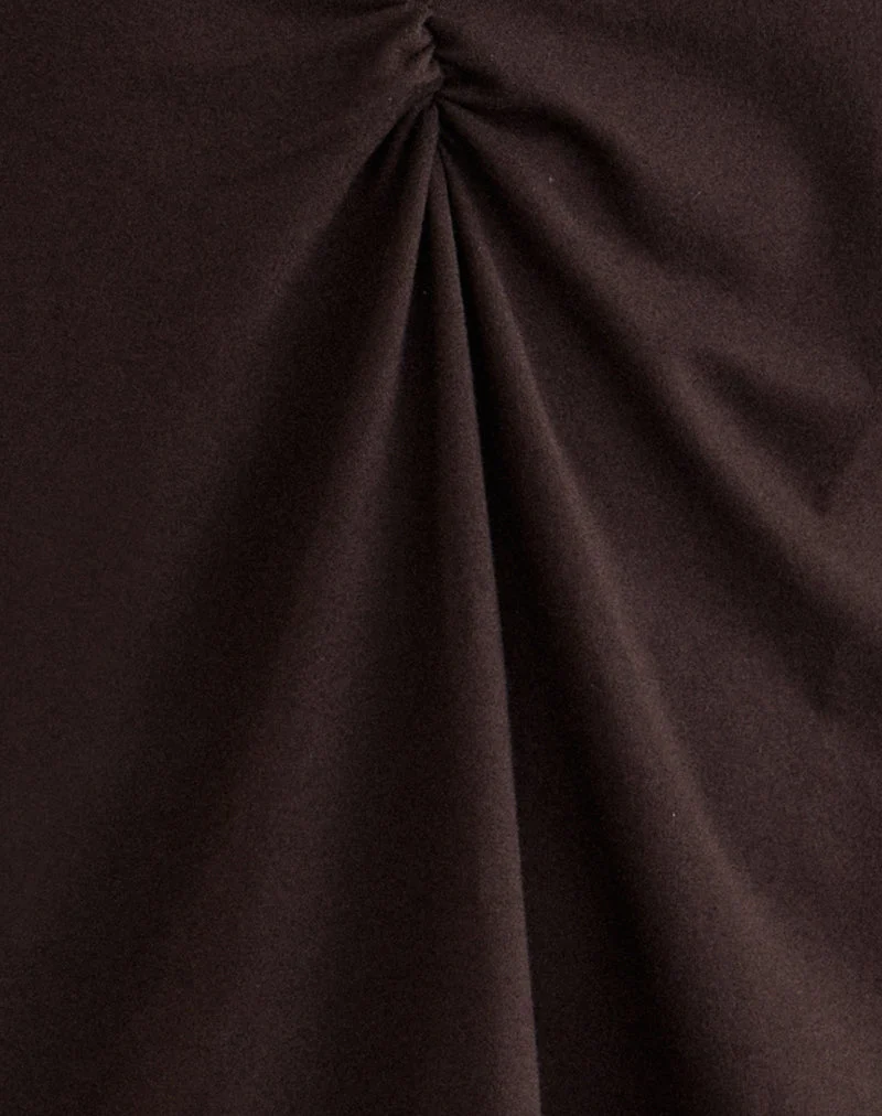 Sundari Minikleid mit viertellangen Ärmeln aus Rayon-Jersey in Schokoladenbraun