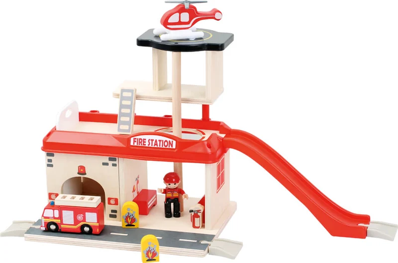 Große Feuerwehrwache mit Zubehör – interaktive Spielwelt aus Holz