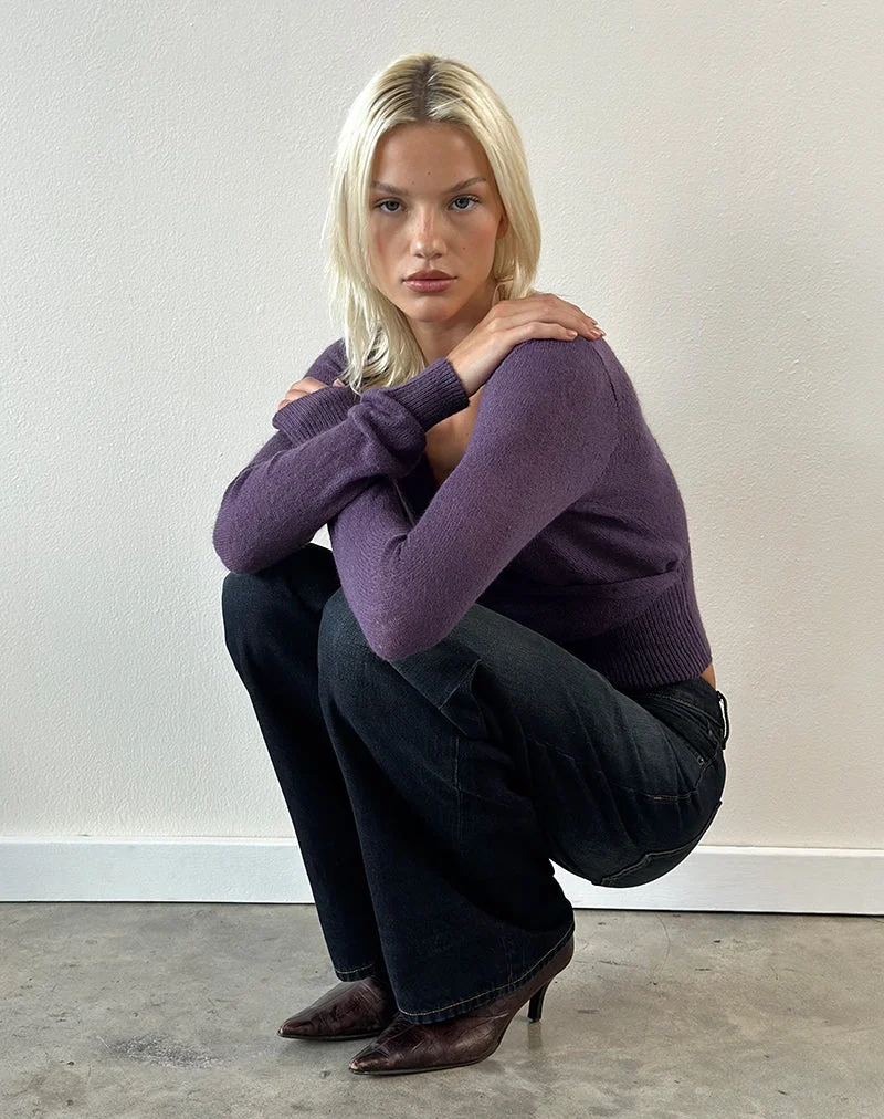 Nilza Wickeloberteil aus Strick, dunkelviolett