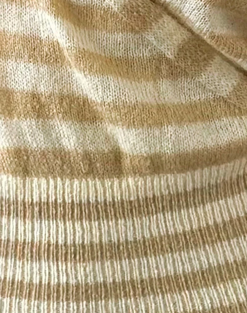 Nilza Wickeloberteil aus Strick mit klassischen Streifen in Creme und Naturfarben