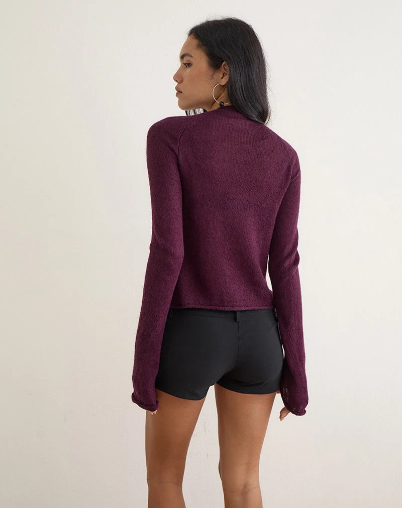 Kaleo Roll Edge Pullover aus Strick in der Farbe „Plum“