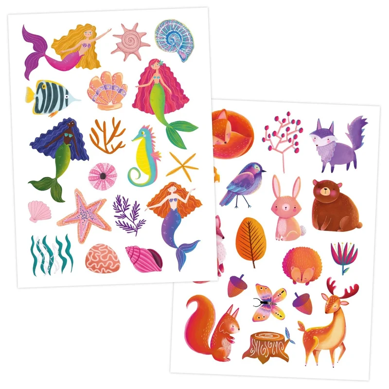 Papierdrachen Kindertattoo Metallic - Einhorn und Regenbogen