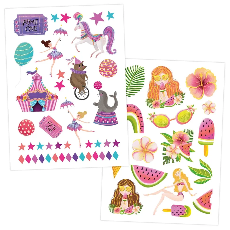 Papierdrachen Kindertattoo Metallic - Einhorn und Regenbogen