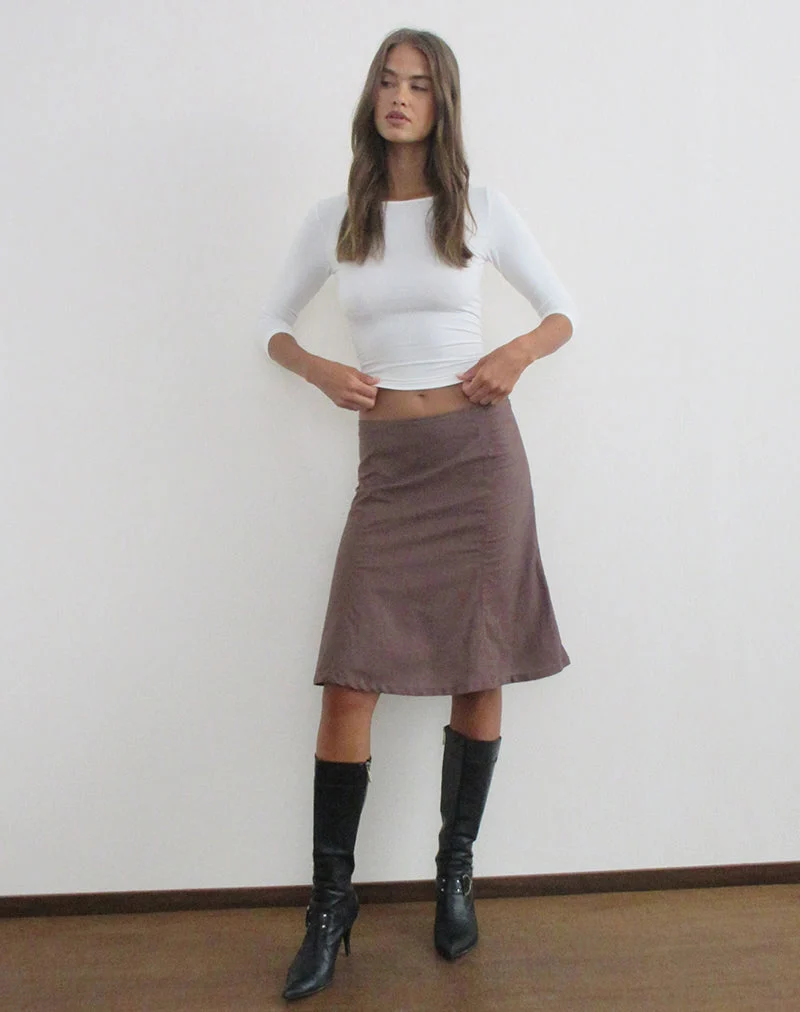 Hitamu Midirock aus Leinen in Deep Taupe