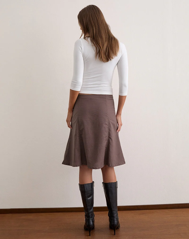 Hitamu Midirock aus Leinen in Deep Taupe