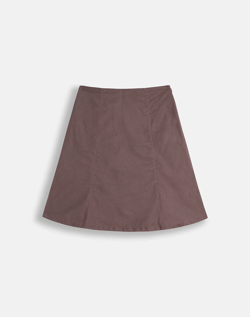 Hitamu Midirock aus Leinen in Deep Taupe