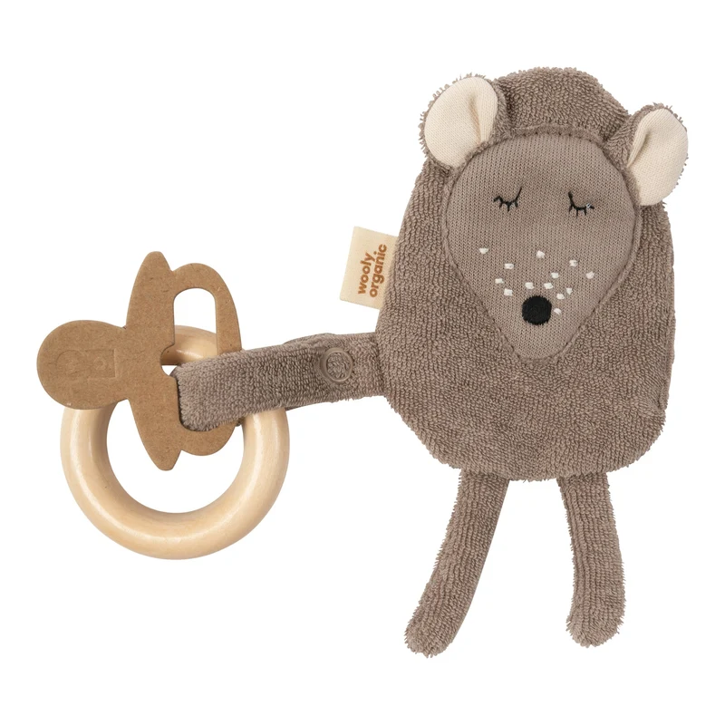 Wooly Organic Maus mit Holzbeißring