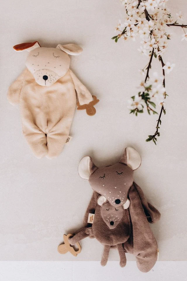Wooly Organic Maus mit Holzbeißring