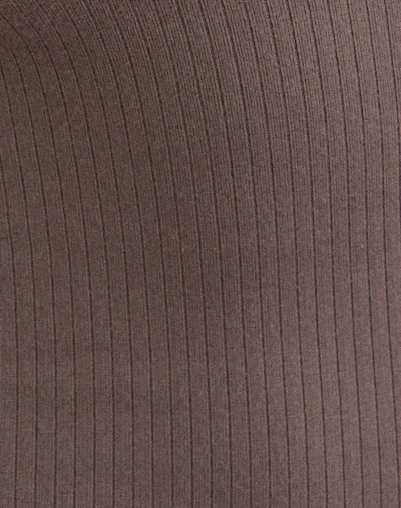 Gincu-Top mit Rüschen in der Farbe „Coffee Quartz“ mit dickem Rippmuster