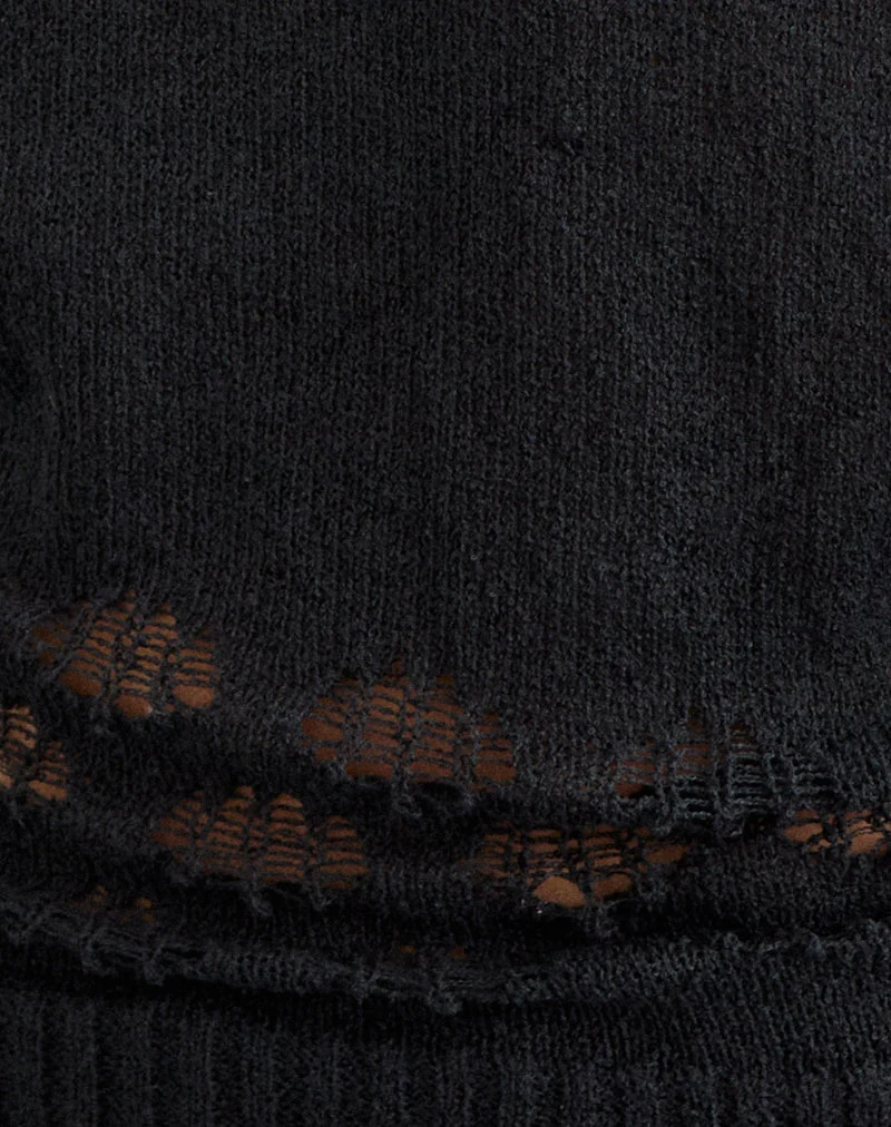 Damini Off-Shoulder-Strickoberteil in Schwarz