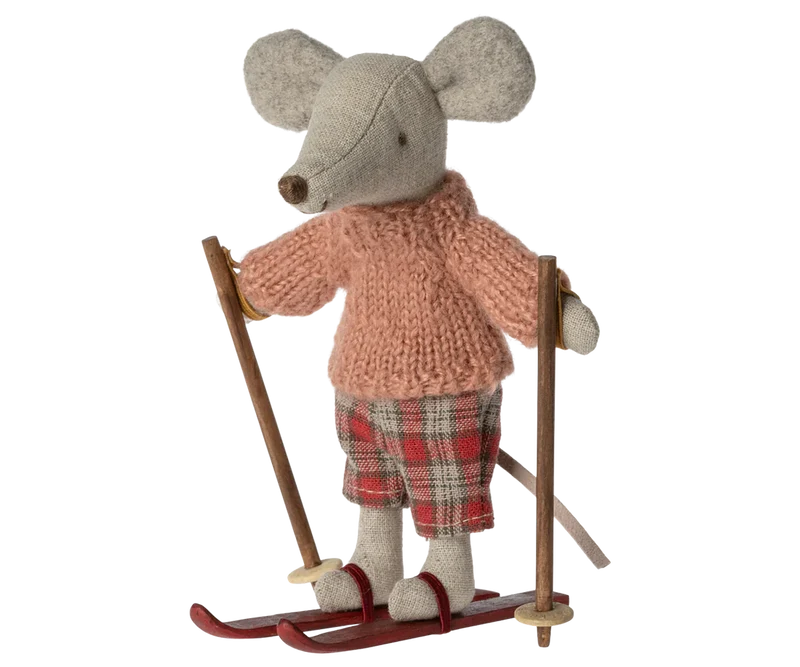 Wintermaus mit Skiset Maileg rose