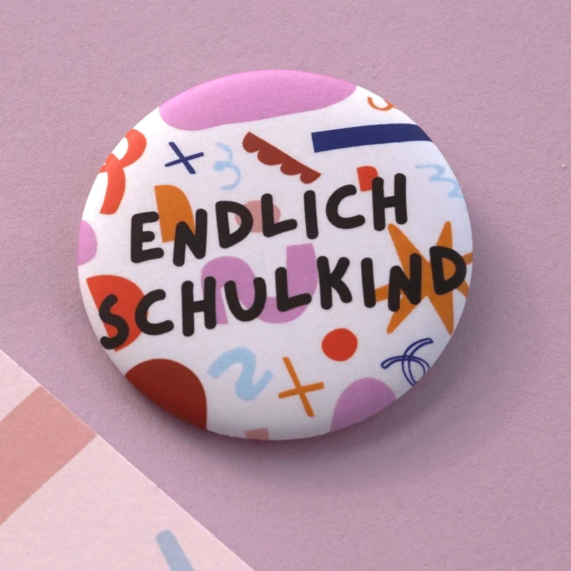 Modern Kids Art - Button "Endlich Schulkind"