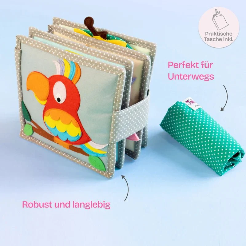 Mini Quiet Book "Schillernder Papagei" (ab 6 Monate)