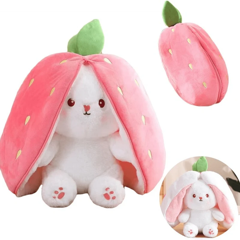 Plüschhase in Erdbeere- 16cm - Geschenk Ostern