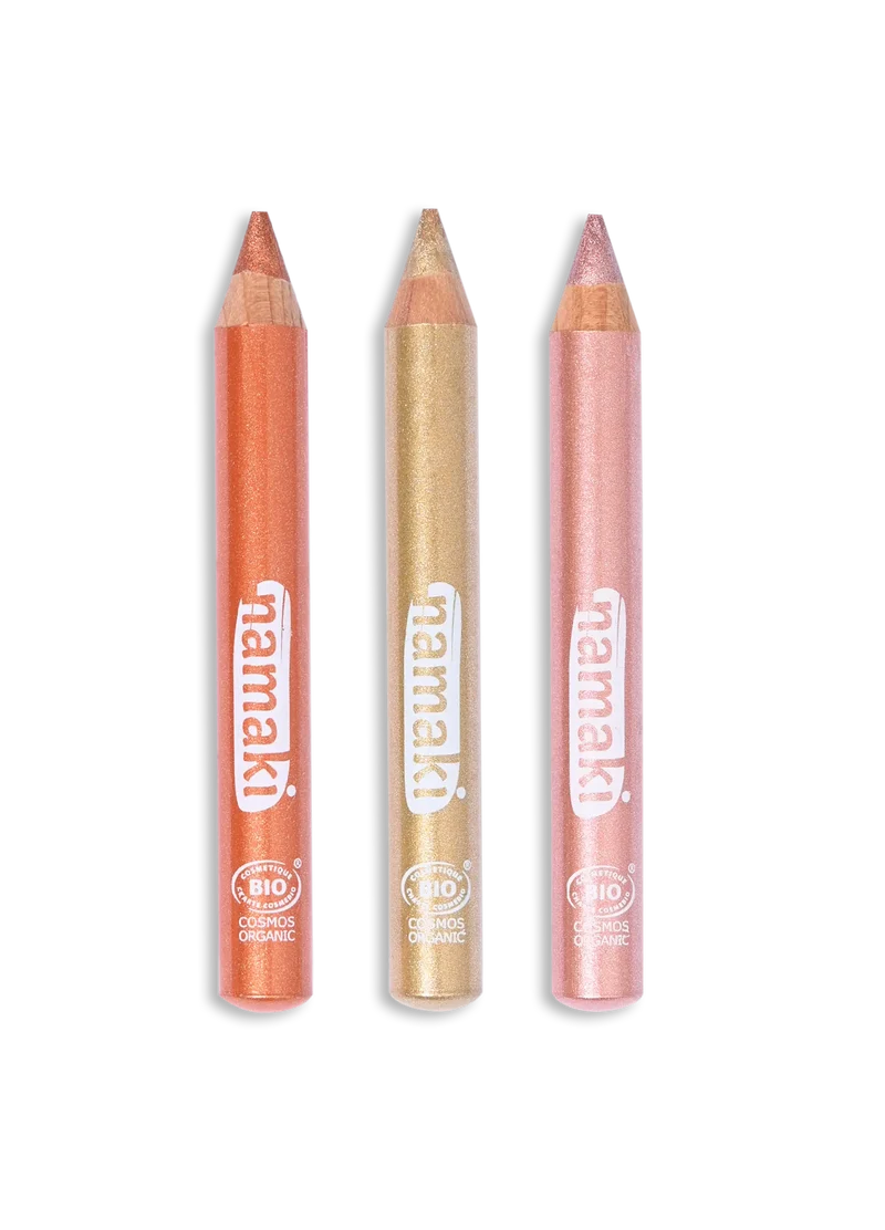 Kinderschminkstifte Glitzer Tag - Jumbo 3er Set - Gold/Kupfer/Pink