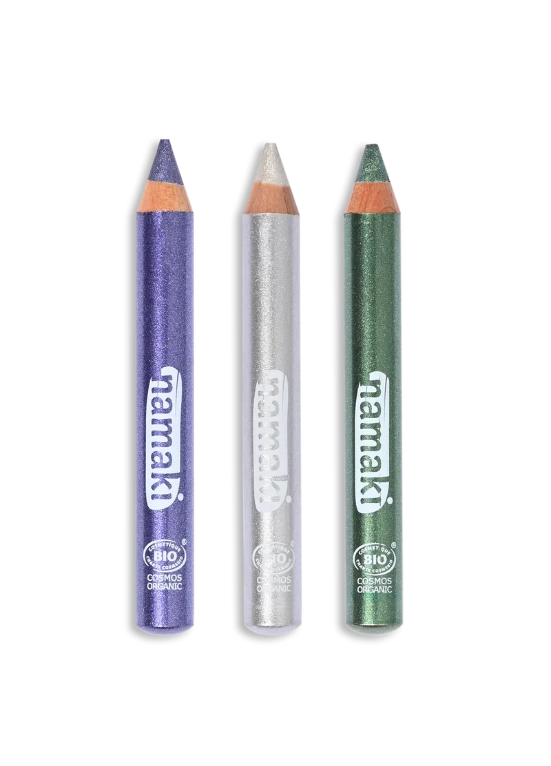 Kinderschminkstifte Glitzer Nacht - Jumbo 3er Set - Grün/Violett/Silber