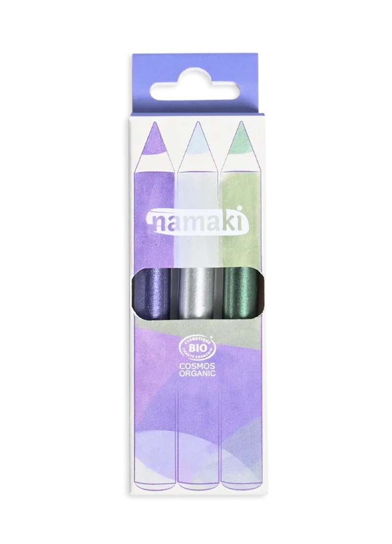 Kinderschminkstifte Glitzer Nacht - Jumbo 3er Set - Grün/Violett/Silber