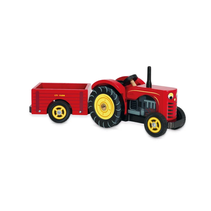 Traktor aus Holz - rot