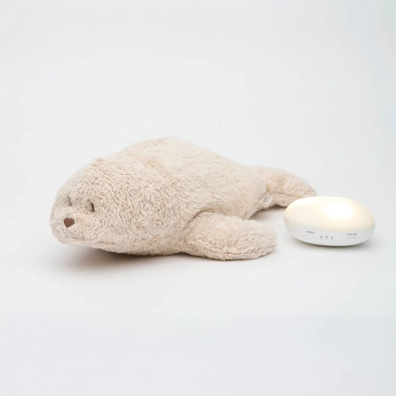 Moonie Robbe 2.0 Organic Nachtlicht, Einschlafhilfe & Kuscheltier - Sand