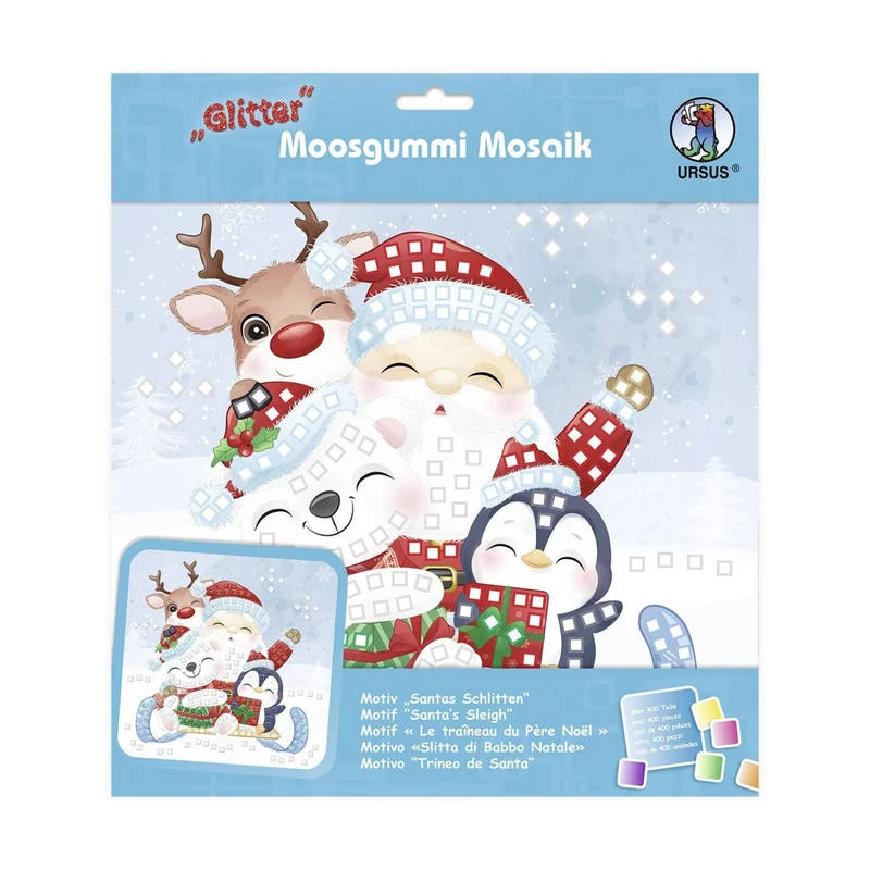 Moosgummi-Mosaik "Glitter Santas Schlitten"