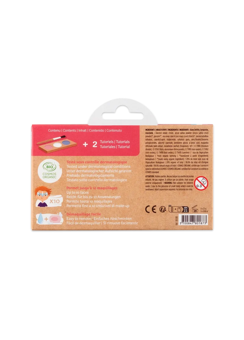 Schminkpalette für Kinder - 3 Farben, Prinzessin & Einhorn