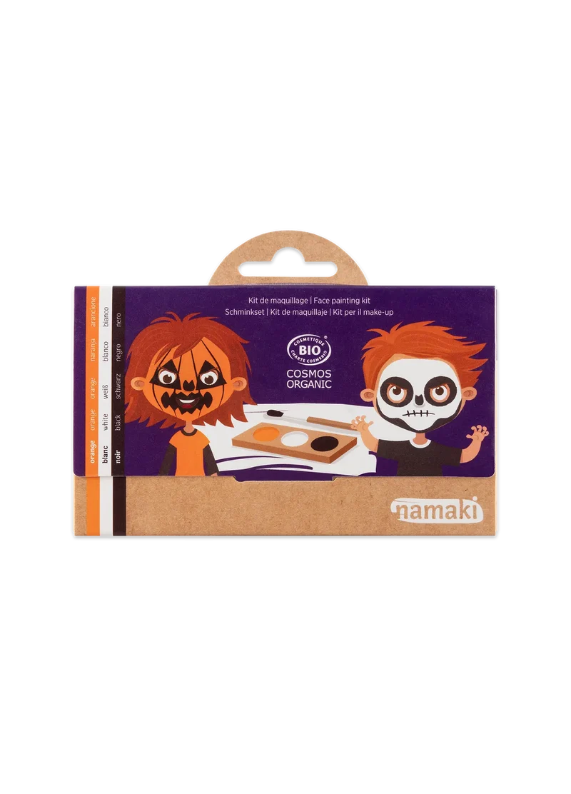 Schminkpalette für Kinder - 3 Farben, Kürbis & Skelett