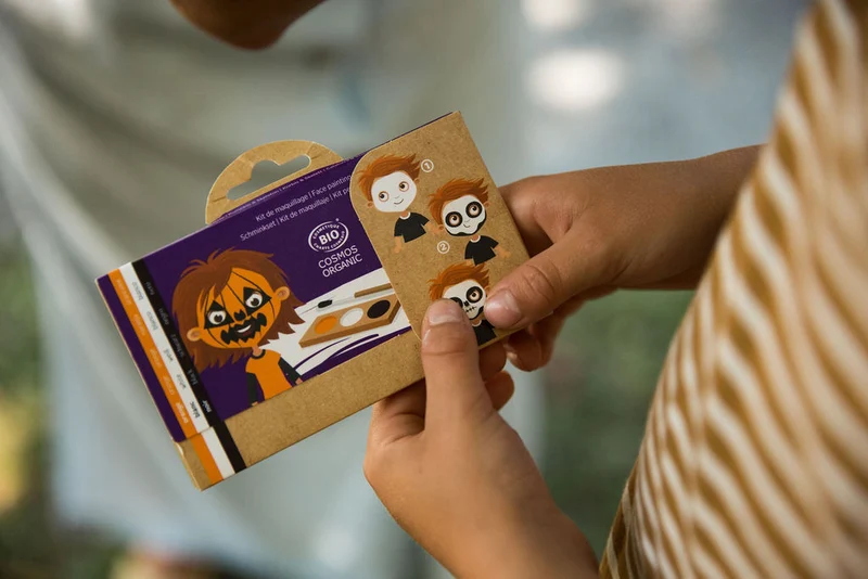 Schminkpalette für Kinder - 3 Farben, Kürbis & Skelett