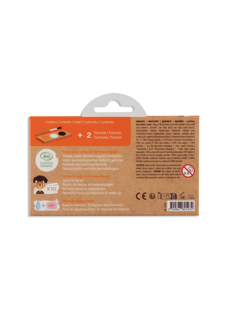 Schminkpalette für Kinder - 3 Farben, Tiger & Fuchs