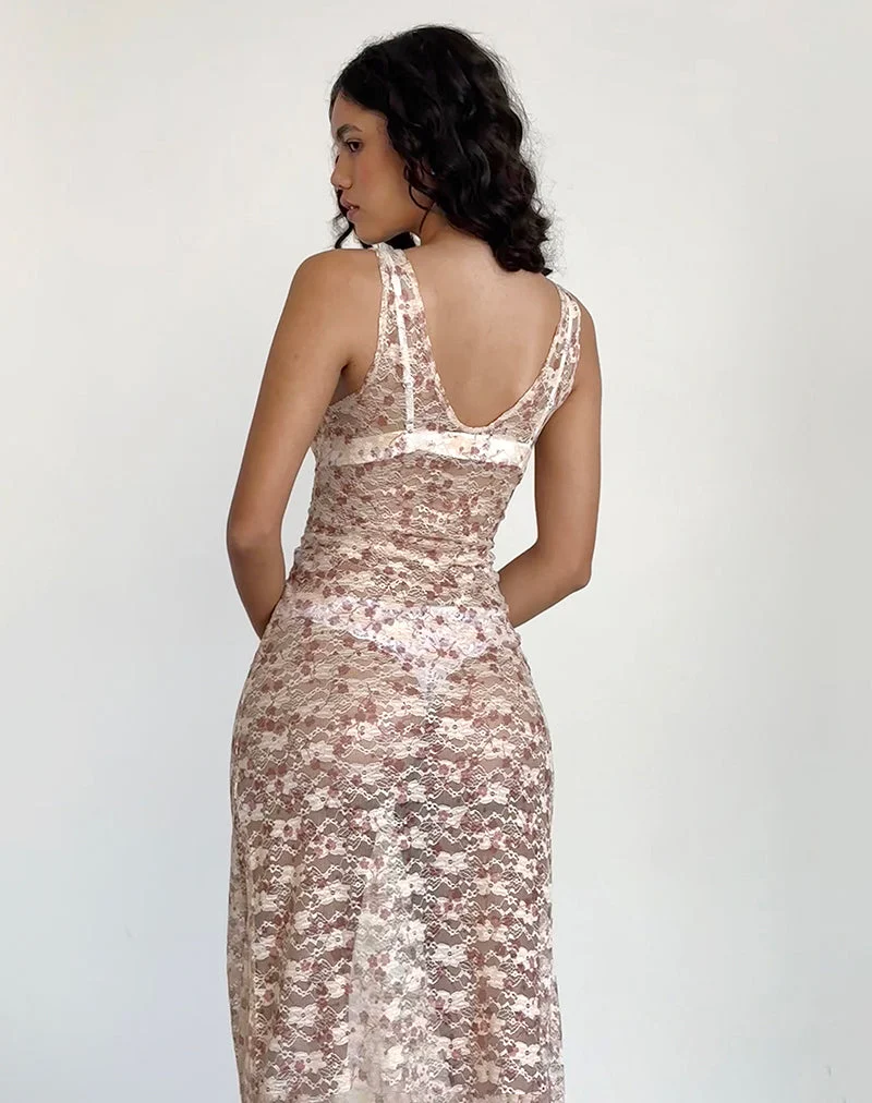 Valtheni Maxikleid aus schicker blütenrosa Spitze