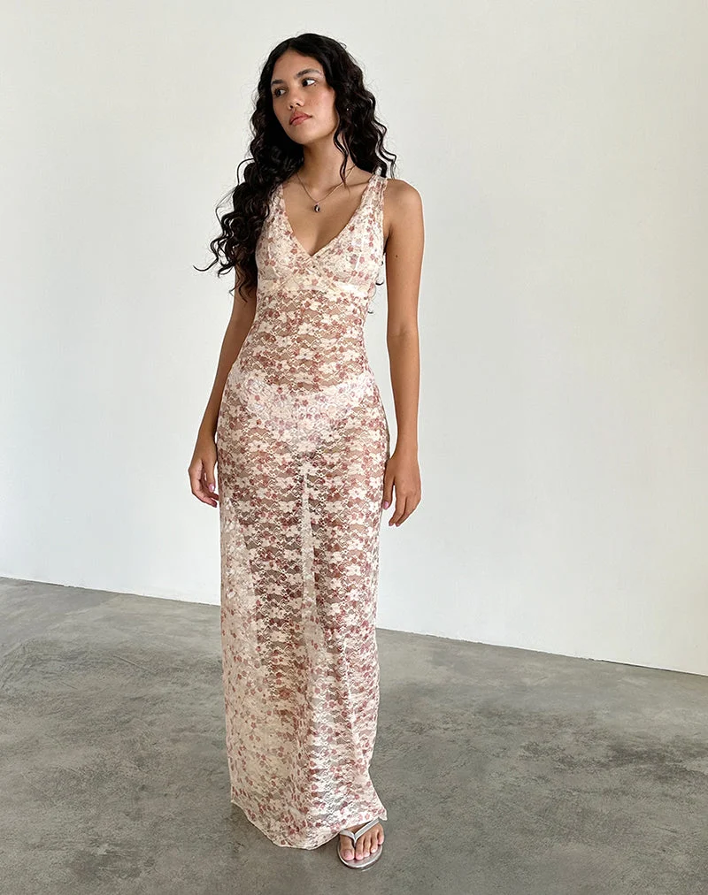 Valtheni Maxikleid aus schicker blütenrosa Spitze
