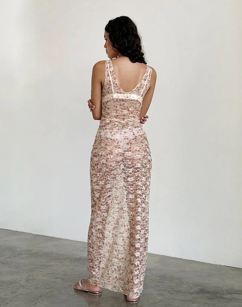 Valtheni Maxikleid aus schicker blütenrosa Spitze