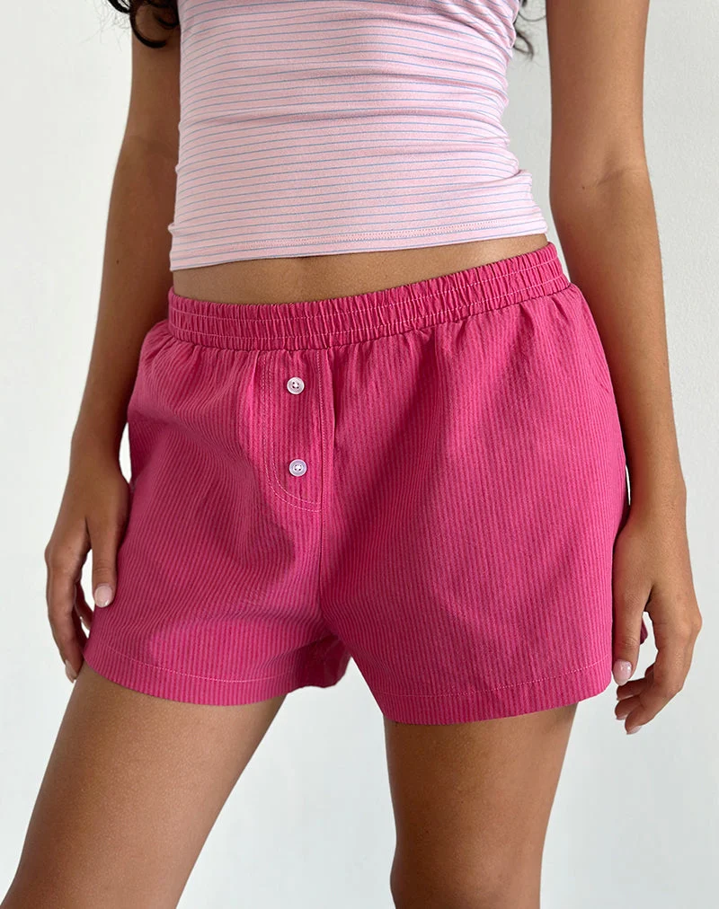 Voir Short aus Popeline rot und rosa gestreift