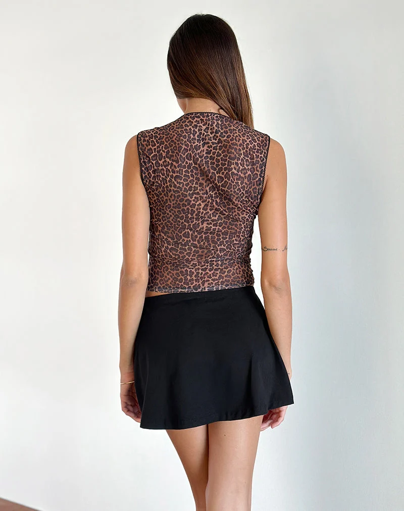 Jiraya Top aus Mesh mit Leopardenmuster