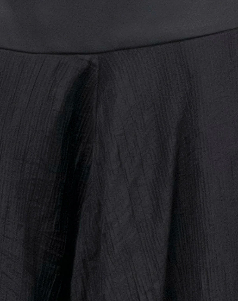 Diera Satin Chiffon Midirock in Schwarz