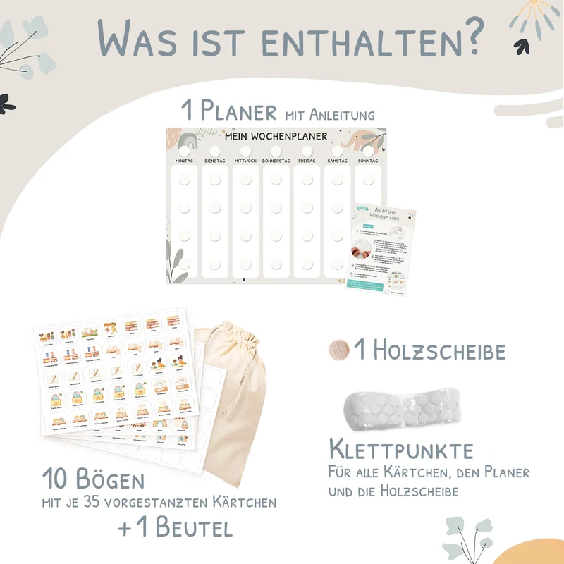 Wochenplaner Kinder inkl. 350 Routinekärtchen - Elephant