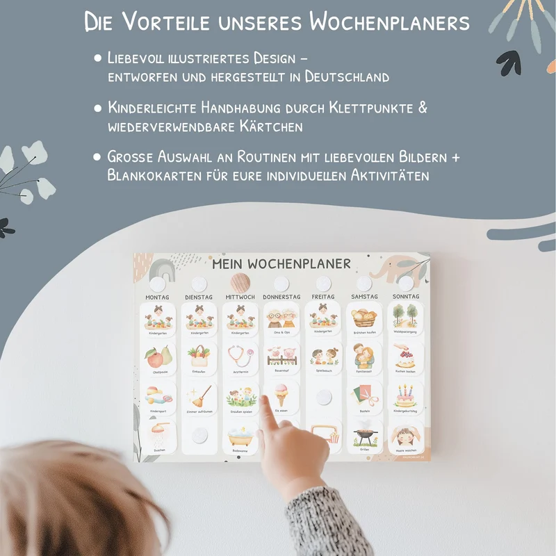 Wochenplaner Kinder inkl. 350 Routinekärtchen - Elephant