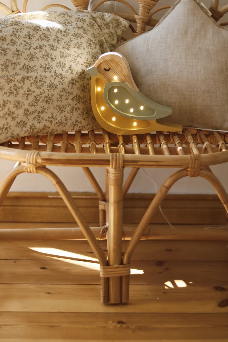 Little Lights LL054-398 Mini Vogel Lampe in Khaki und Senfgelb