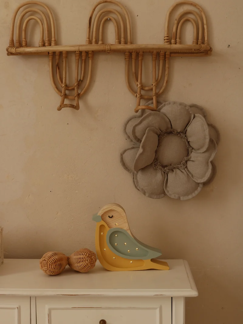 Little Lights LL054-398 Mini Vogel Lampe in Khaki und Senfgelb