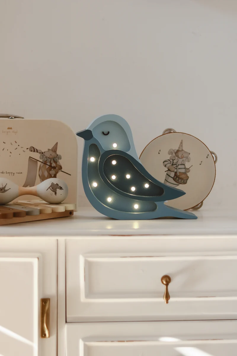 Little Lights LL054-436 Mini Vogel Lampe in Denim-Blau