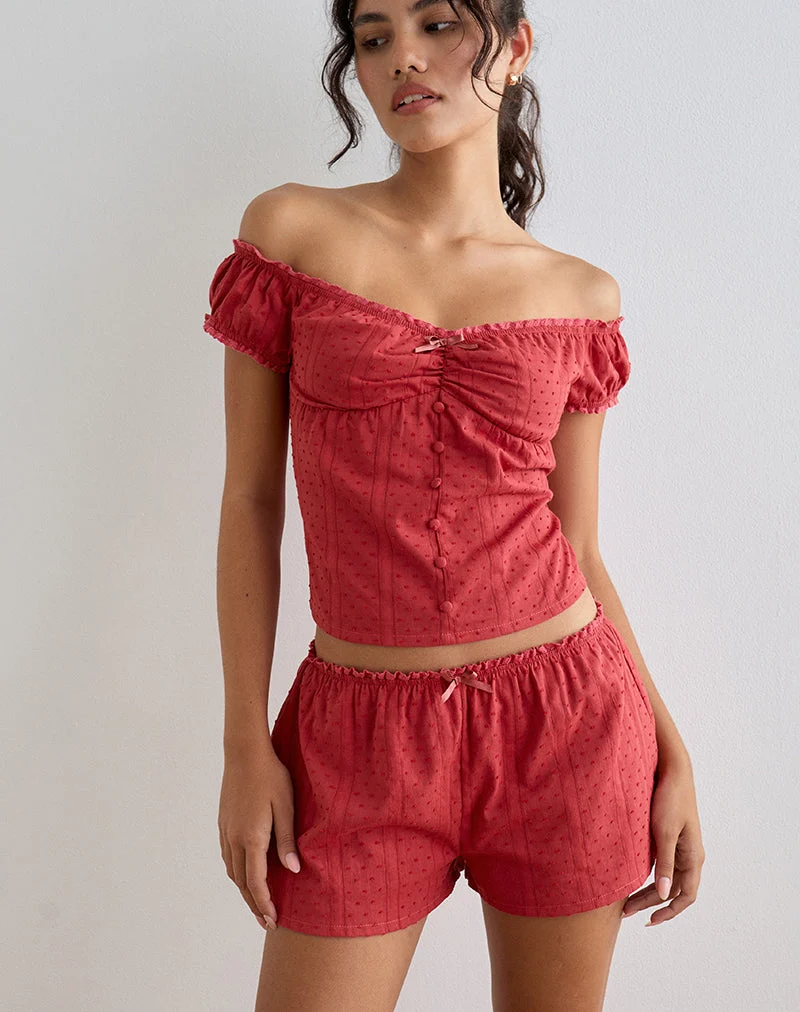 Sumi Shorts aus Baumwolle Dobby Rot