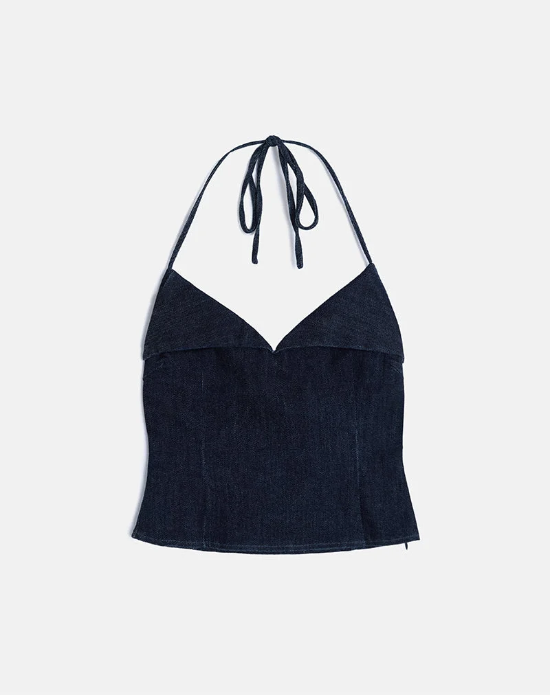 Caira Chambray-Träger-Oberteil in Indigo