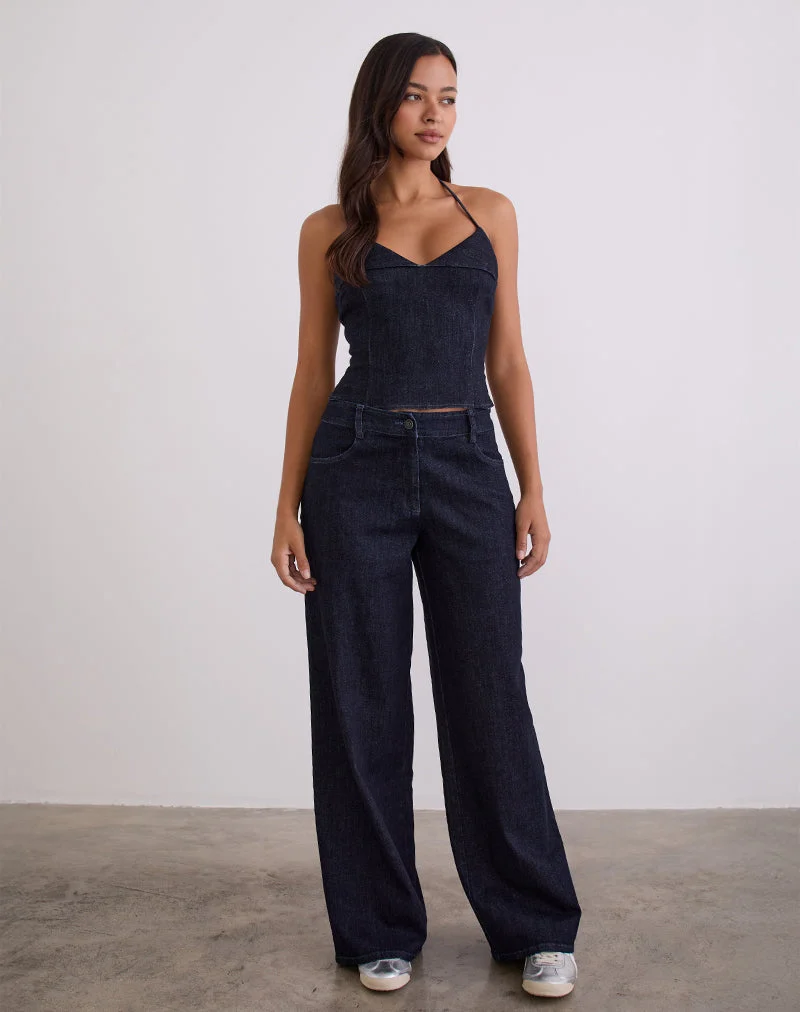 Caira Chambray-Träger-Oberteil in Indigo